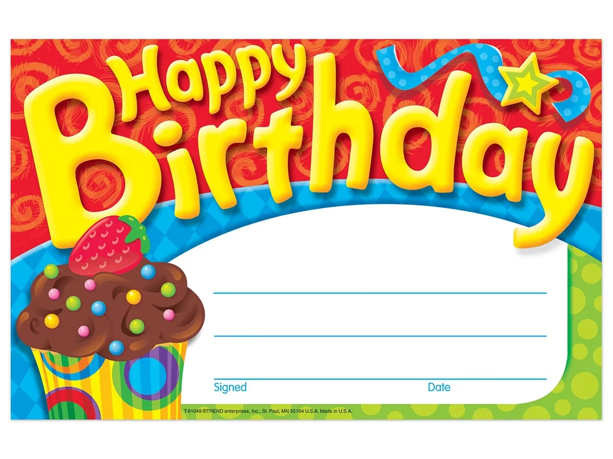 Cupcake Birthday Certificates - US 8789