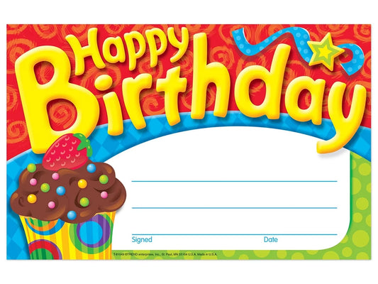 Cupcake Birthday Certificates - US 8789