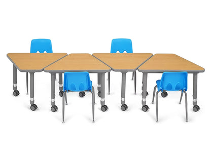 Flex-Space Mobile Wedge Student Desk - Maple - US 3672