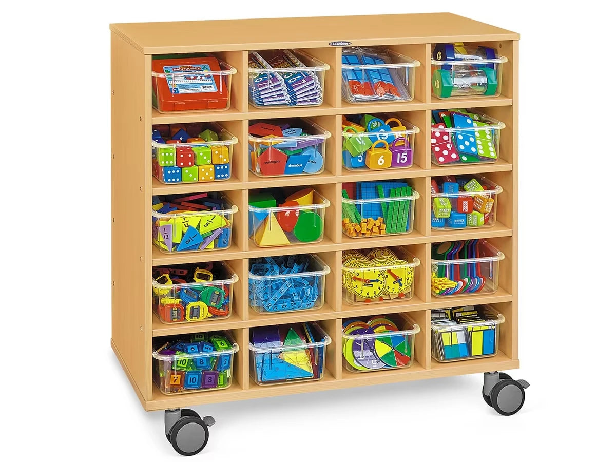 Flex-Space Mobile Clear-View 20-Bin Storage Center - Maple - US 6001