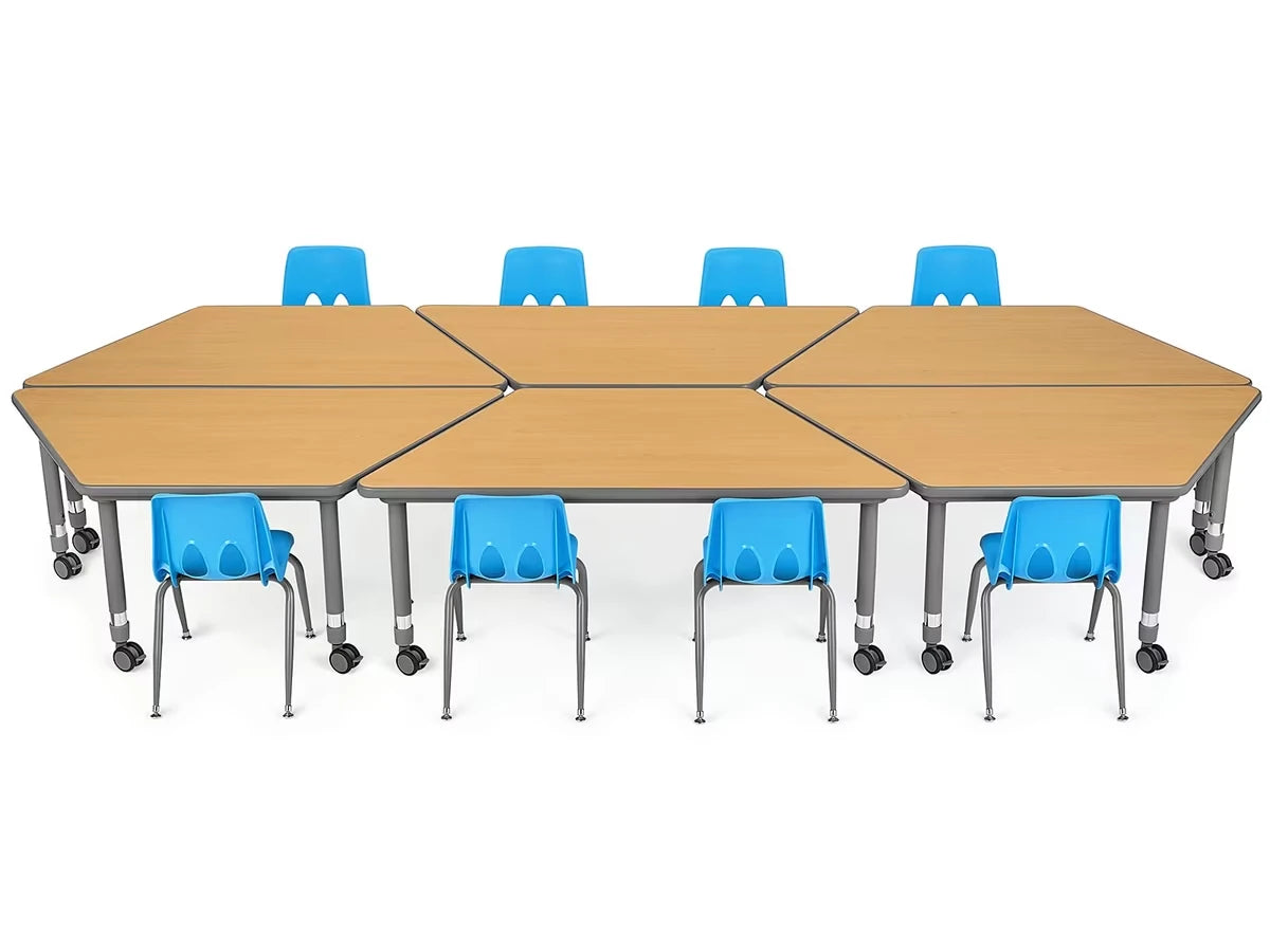 Flex-Space Mobile Trapezoid Table - Maple - US 6755
