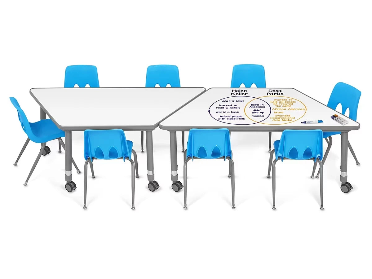 Flex-Space Write & Wipe Mobile Trapezoid Table - US 7424