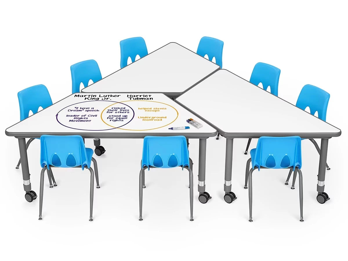 Flex-Space Write & Wipe Mobile Trapezoid Table - US 7424