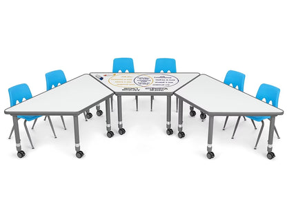 Flex-Space Write & Wipe Mobile Trapezoid Table - US 7424