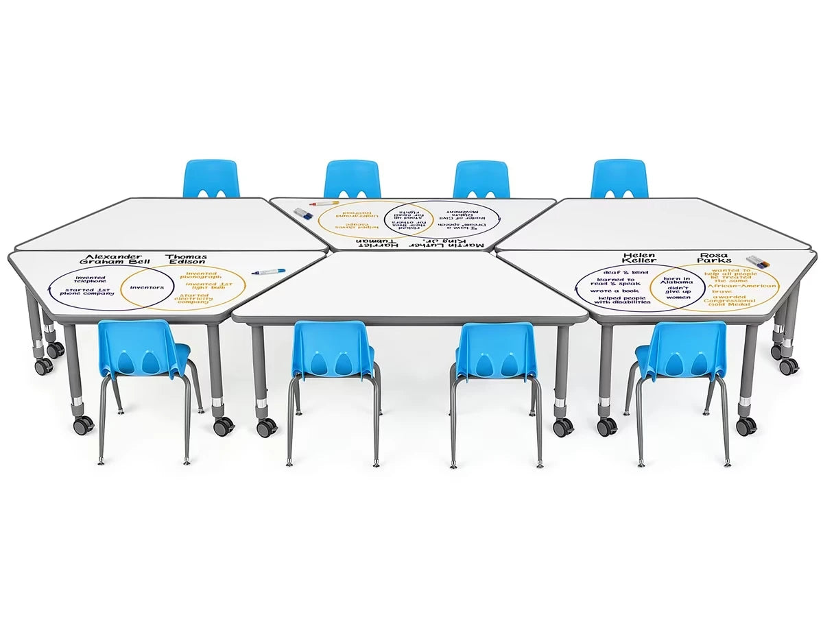 Flex-Space Write & Wipe Mobile Trapezoid Table - US 7424