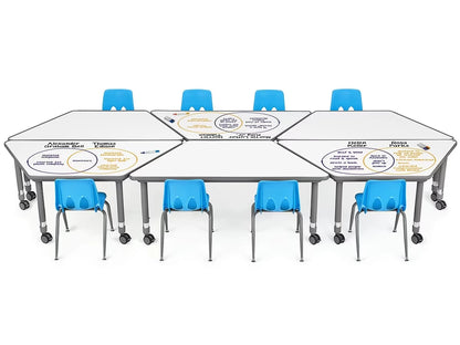 Flex-Space Write & Wipe Mobile Trapezoid Table - US 7424