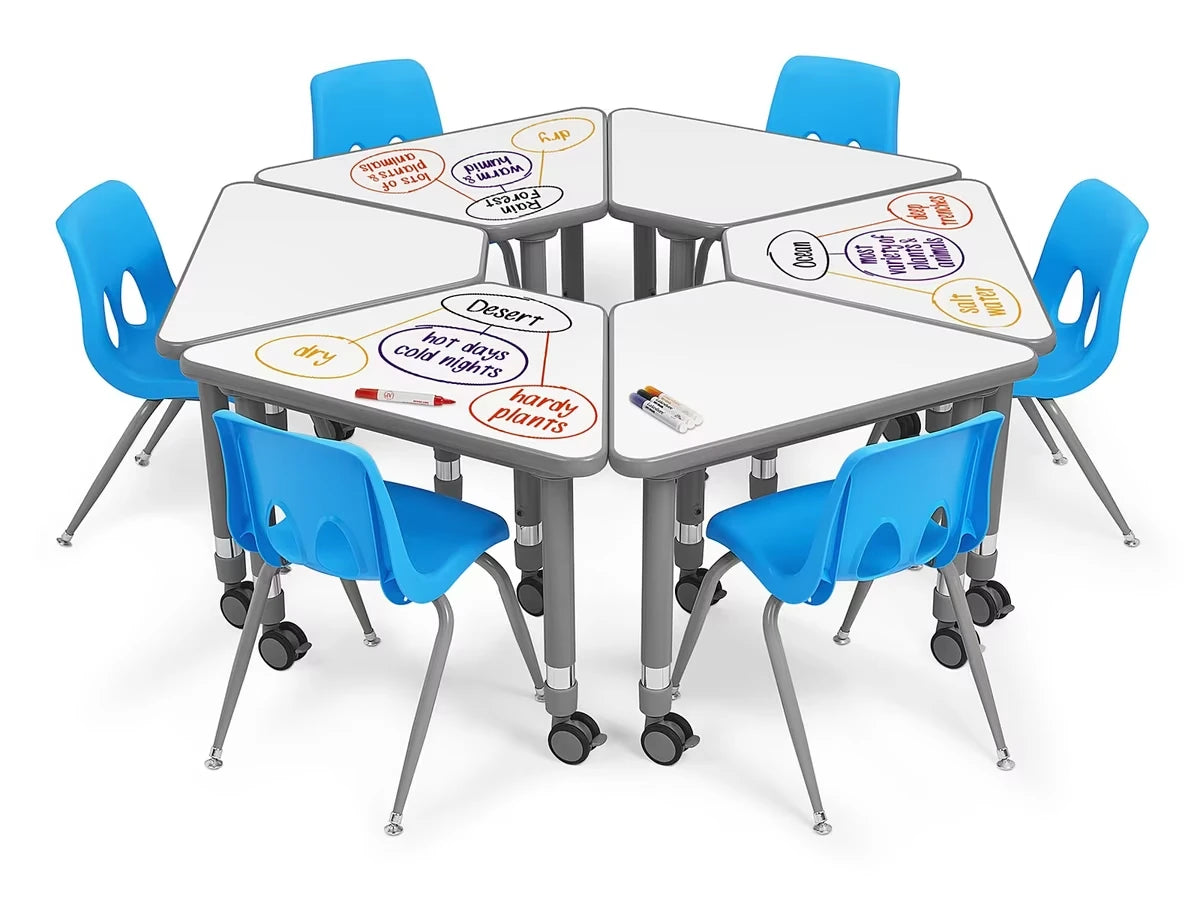Flex-Space Write & Wipe Mobile Wedge Student Desk - US 4407