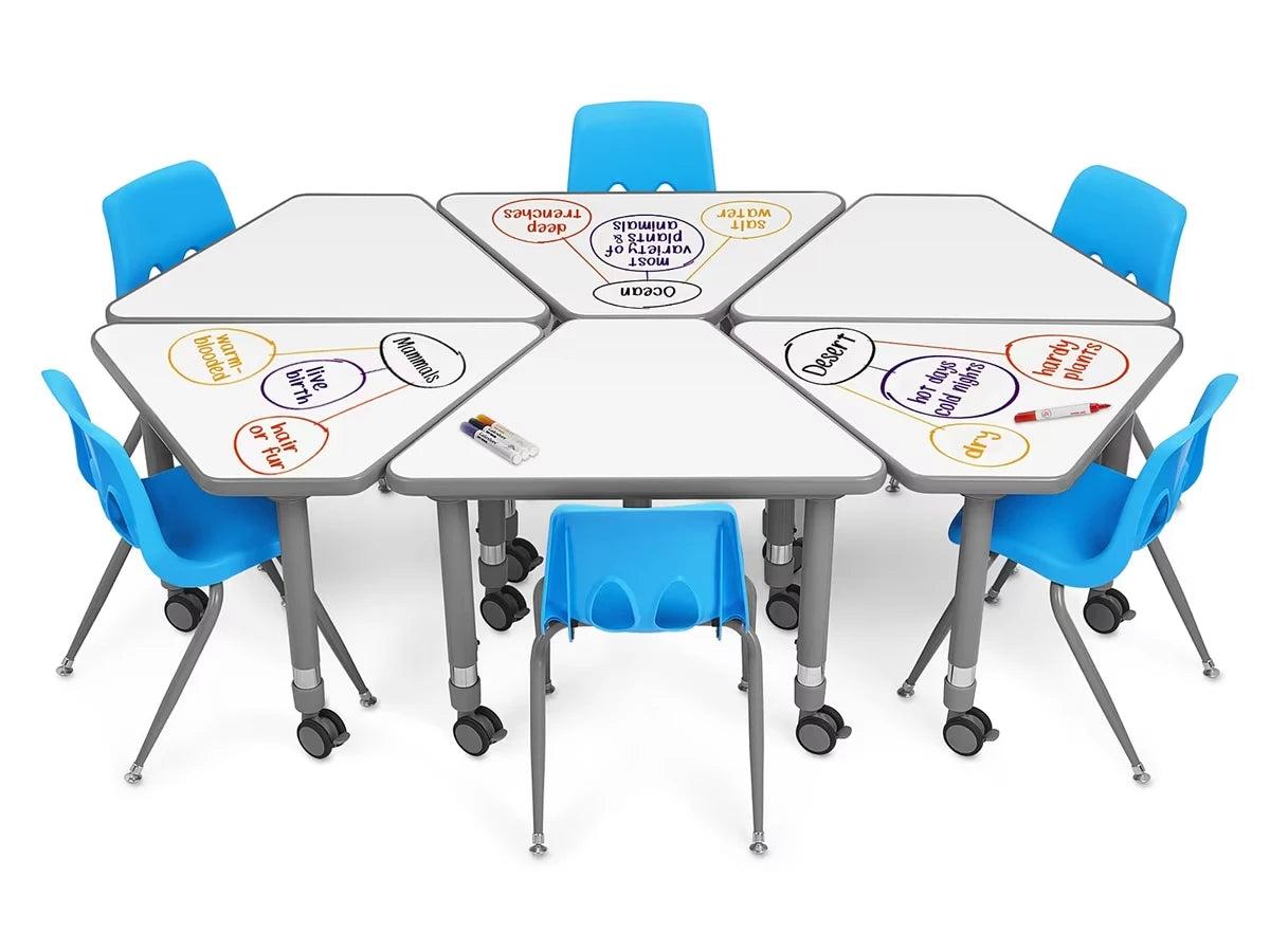 Flex-Space Write & Wipe Mobile Wedge Student Desk - US 4407