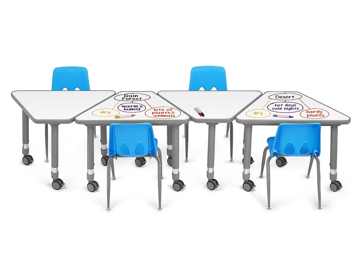 Flex-Space Write & Wipe Mobile Wedge Student Desk - US 4407