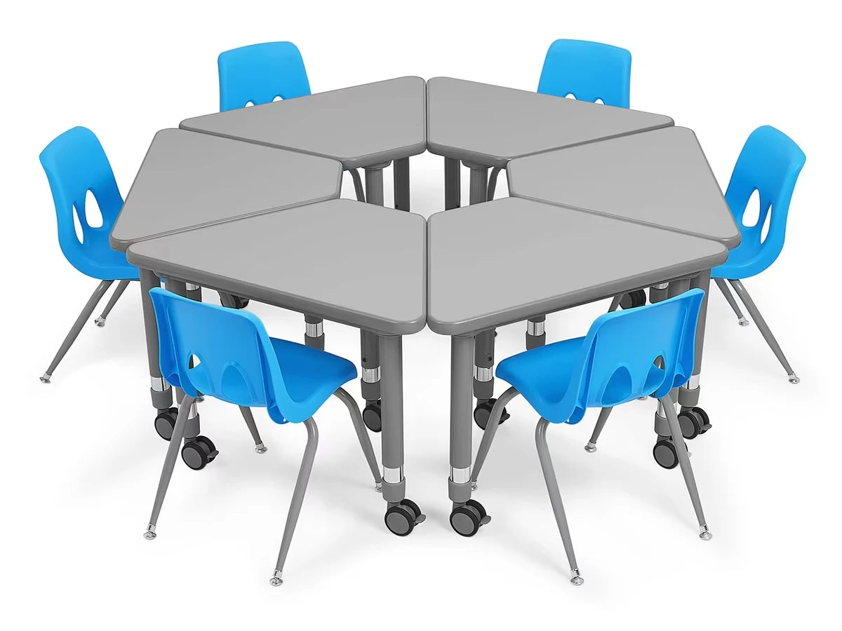 Flex-Space Mobile Wedge Student Desk - Gray - US 9565