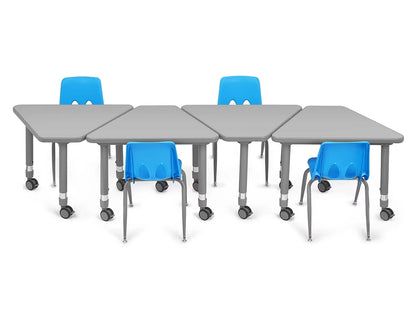 Flex-Space Mobile Wedge Student Desk - Gray - US 9565