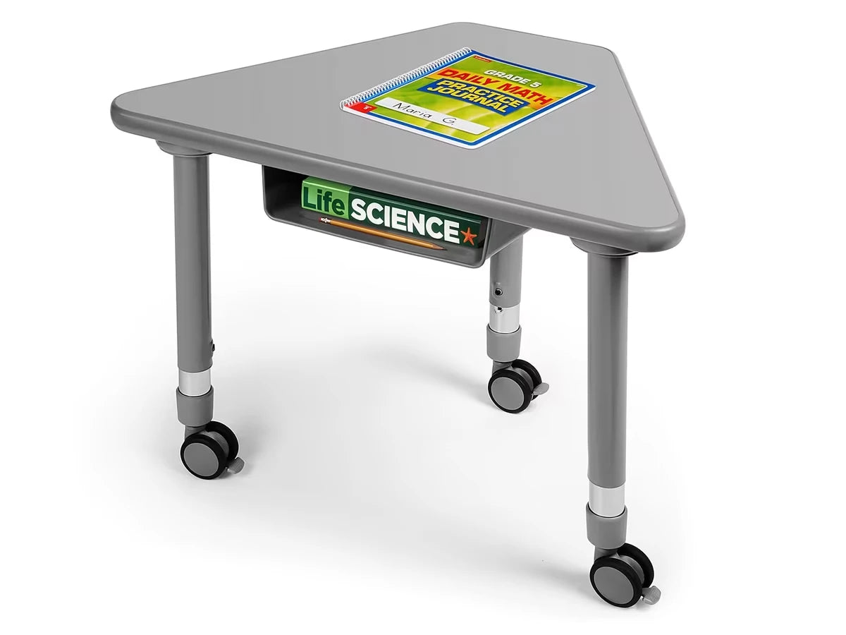 Flex-Space Mobile Wedge Student Desk with Book Box - Gray - US 3713