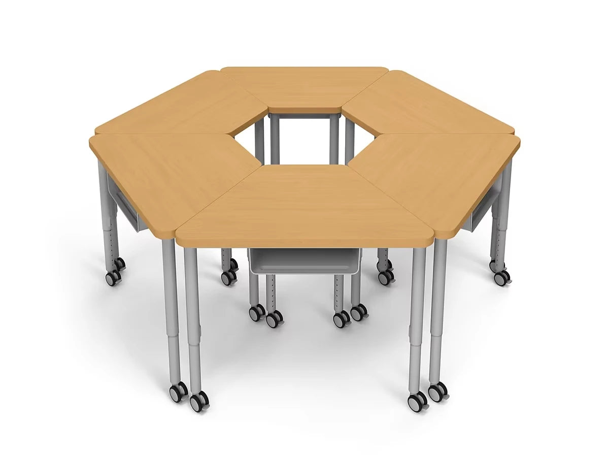 Modern Edge Mobile Trapezoid Student Desk with Book Box - US 3923