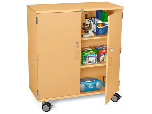 Flex-Space Mobile 3-Shelf Locking Storage Cabinet - Maple - US 5574