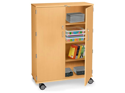 Flex-Space Mobile 4-Shelf Locking Storage Cabinet - Maple - US 2698