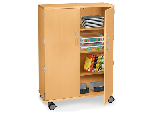 Flex-Space Mobile 4-Shelf Locking Storage Cabinet - Maple - US 2698