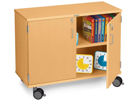 Flex-Space Mobile 2-Shelf Locking Storage Cabinet - Maple - US 8102